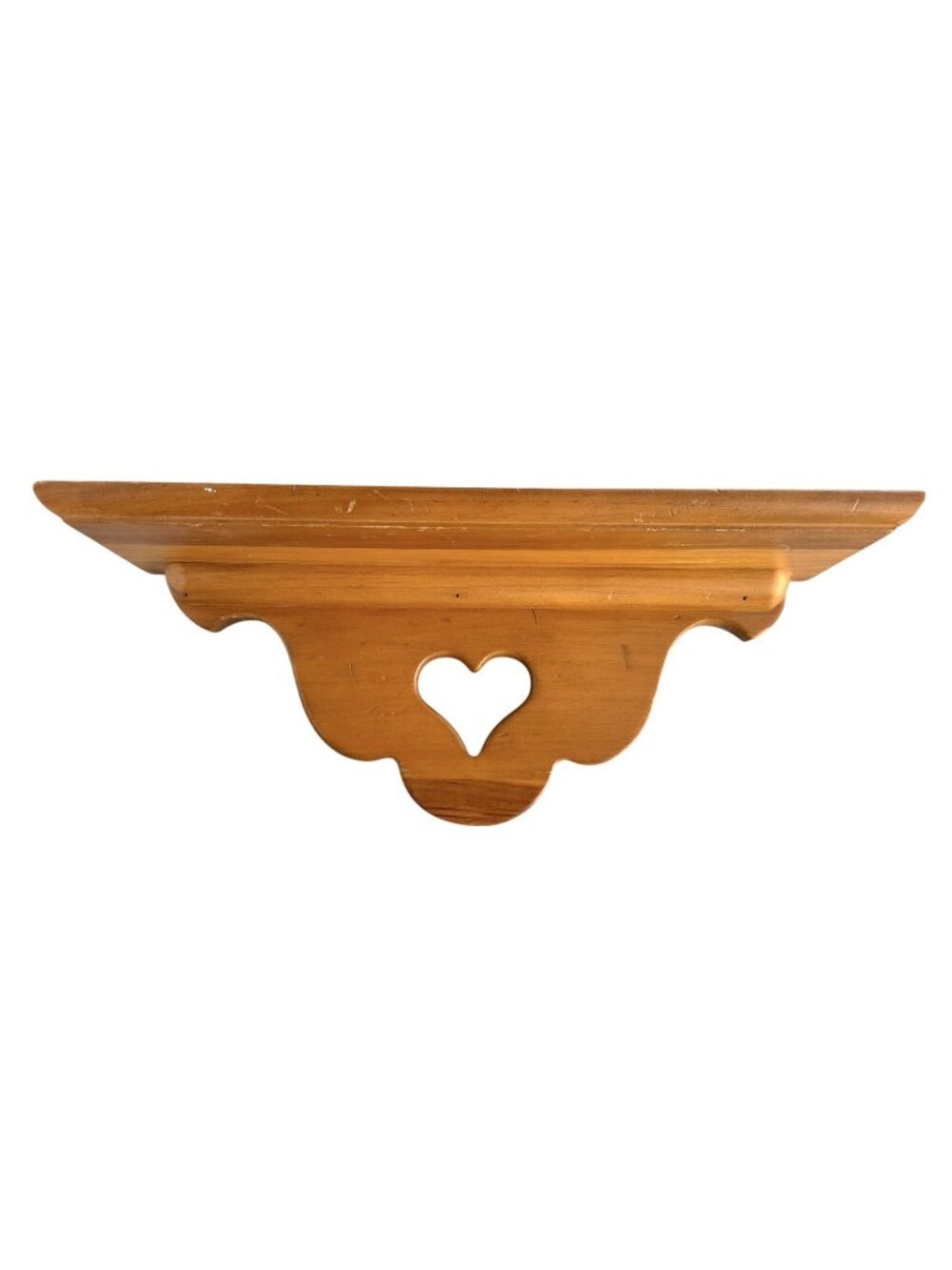 Ethan Allen Wood Wall Shelf Heart Cutout Farmhouse Country Cottagecore 18”